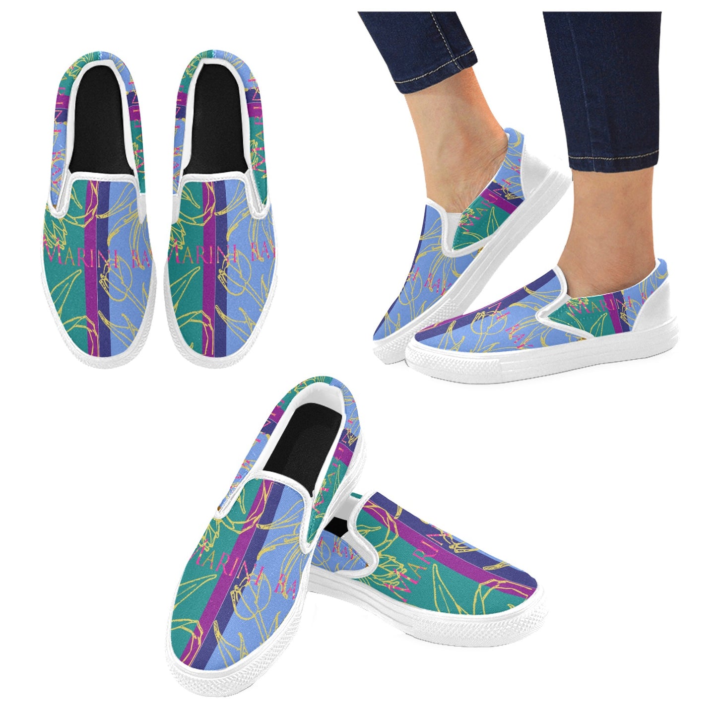 Slip-on bleu/vert