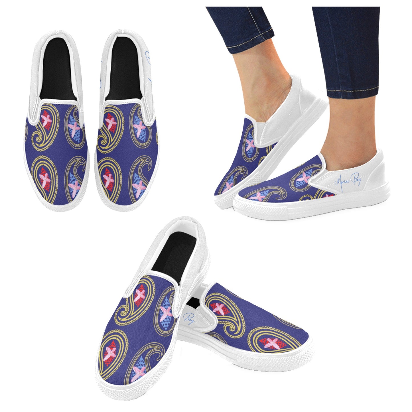 Blue/white slip-on sneakers