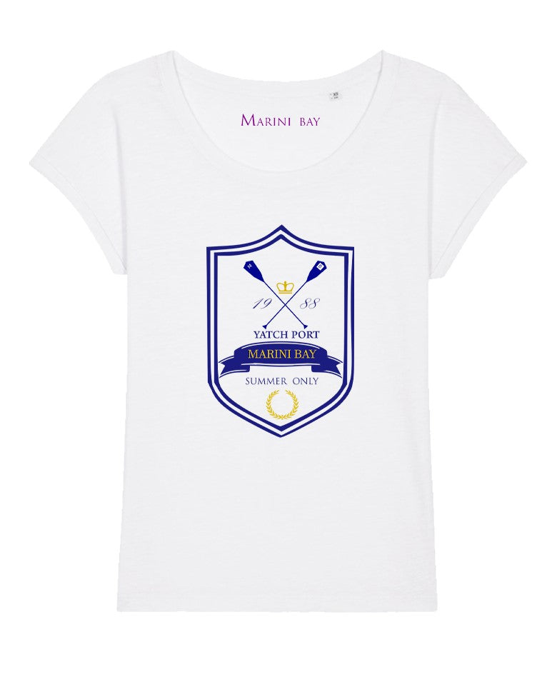 Tee-shirt à manches courtes Blanc- Insigne bleu