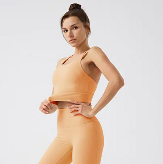 Crop Tank Activewear-bretelles croisees orange