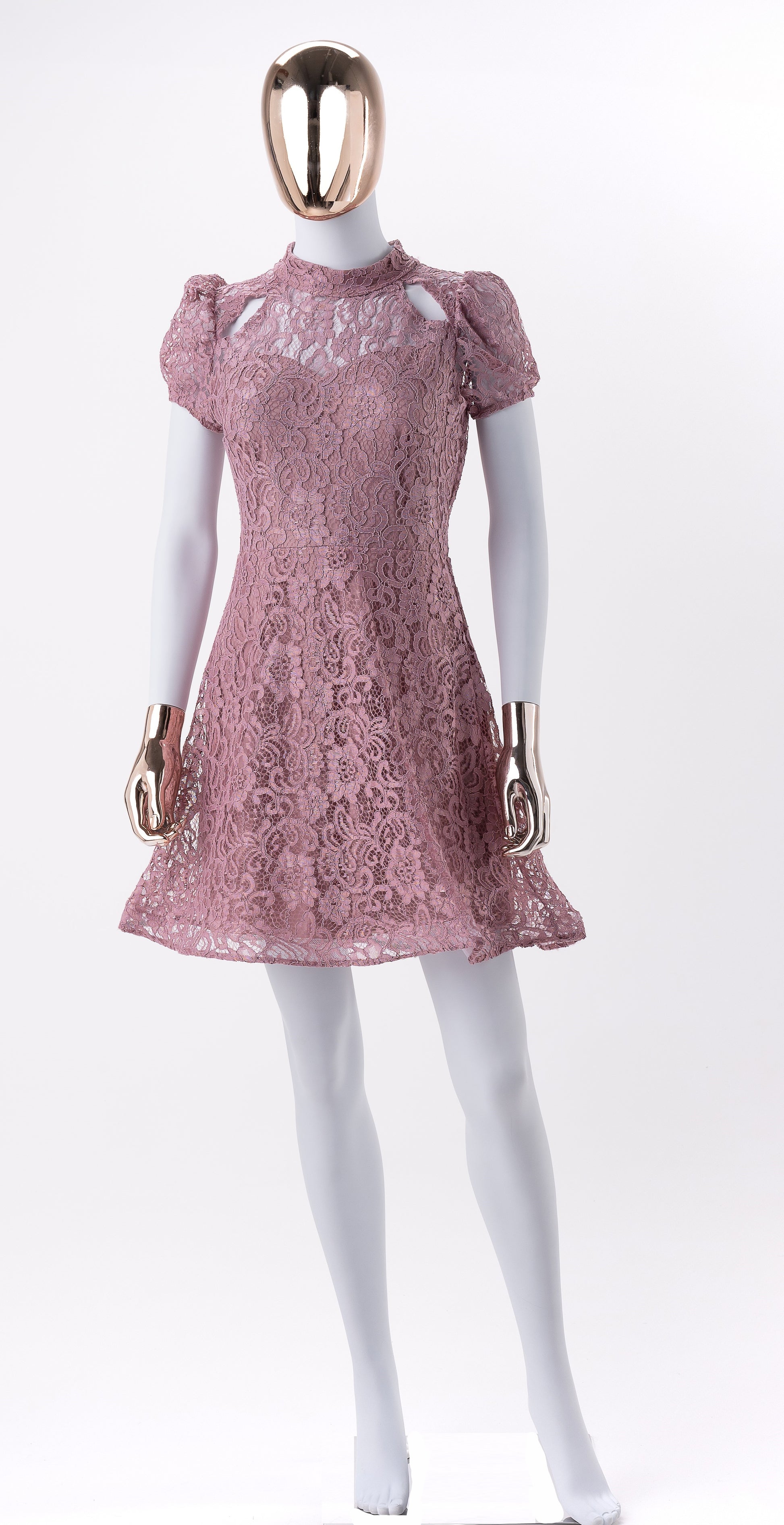 Robe de cocktail avec dentelle-Rose