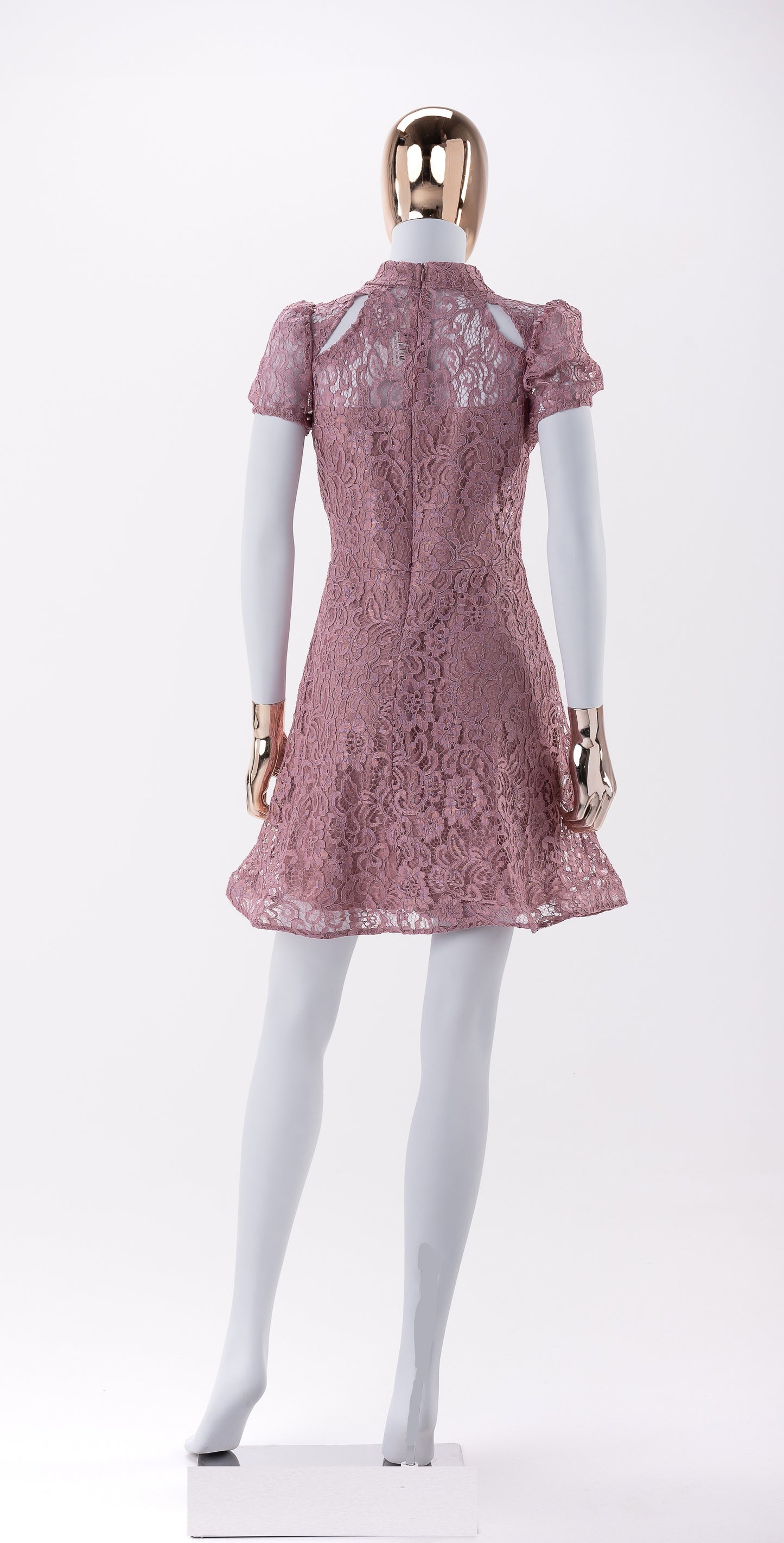 Robe de cocktail avec dentelle-Rose