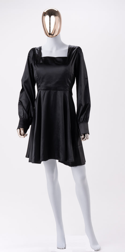 Robe de jour-Satin-Noir