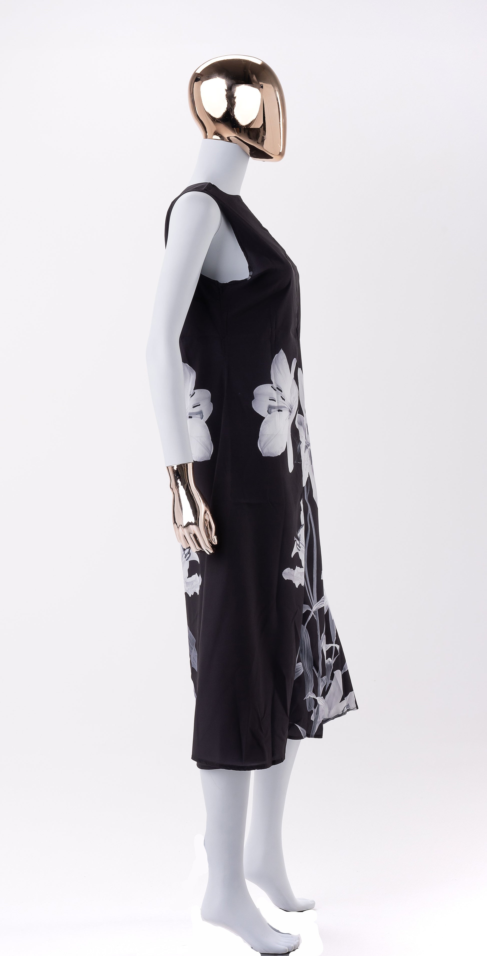 Robe de jour-Motifs floraux-Noir