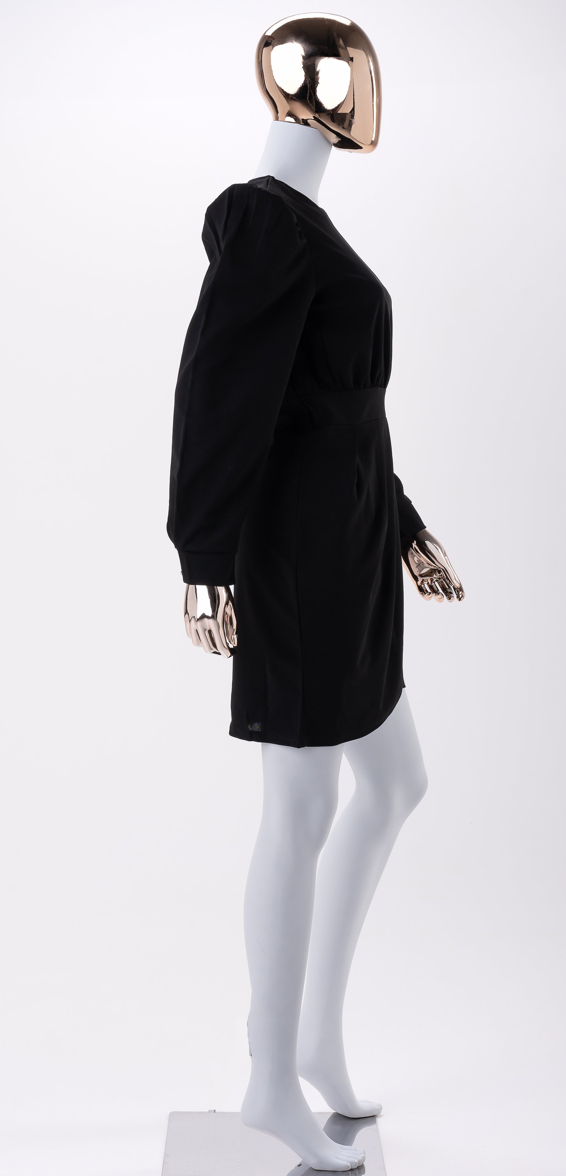 Robe de jour Noir-Manches longues-Col rond