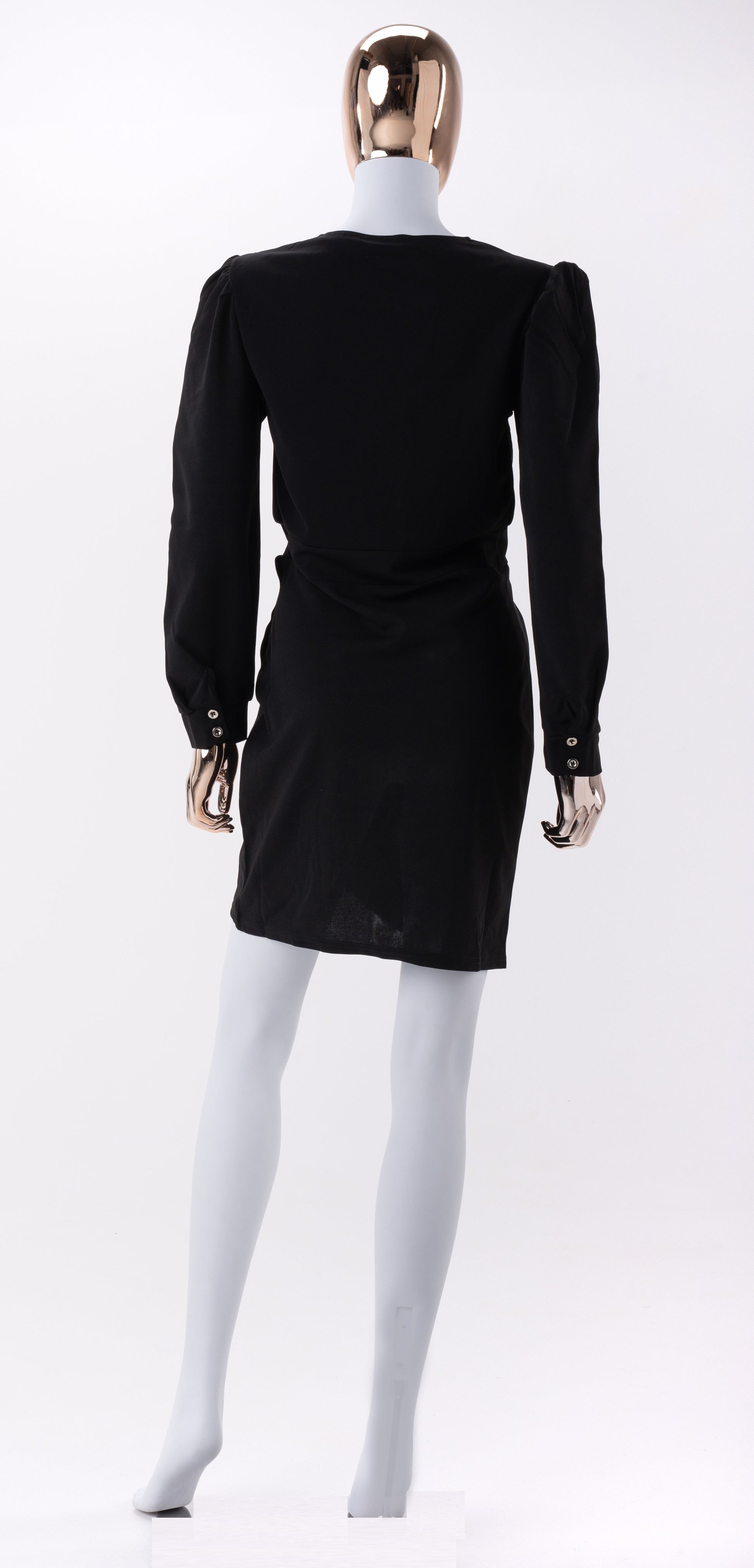 Robe de jour Noir-Manches longues-Col rond