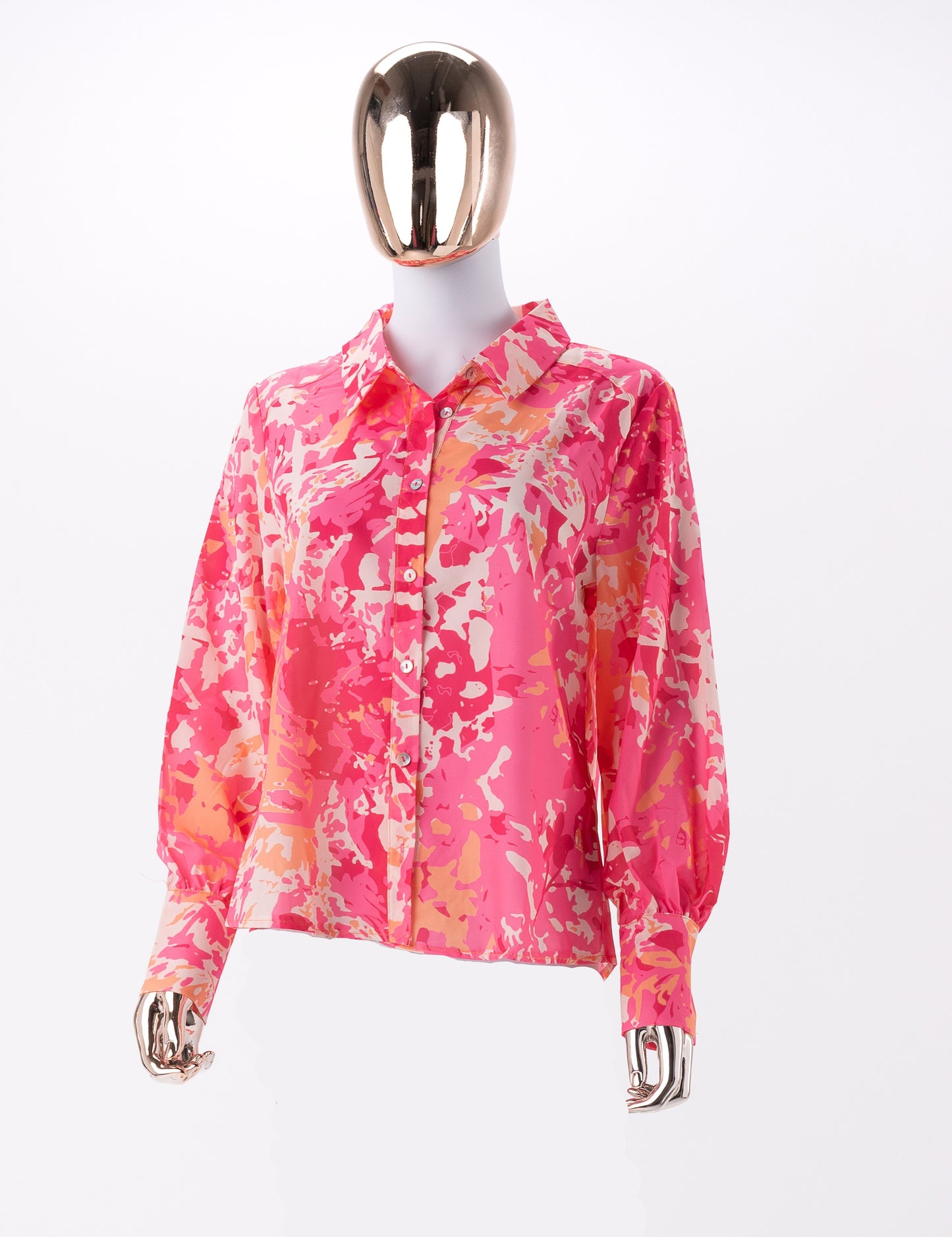 Chemise à manches longues-Floral rose