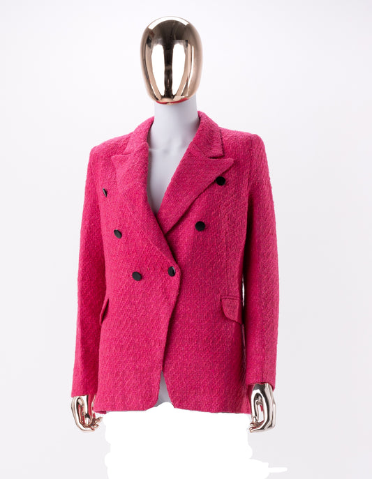 Blazer à boutonnage croisé-Rose fuchsia