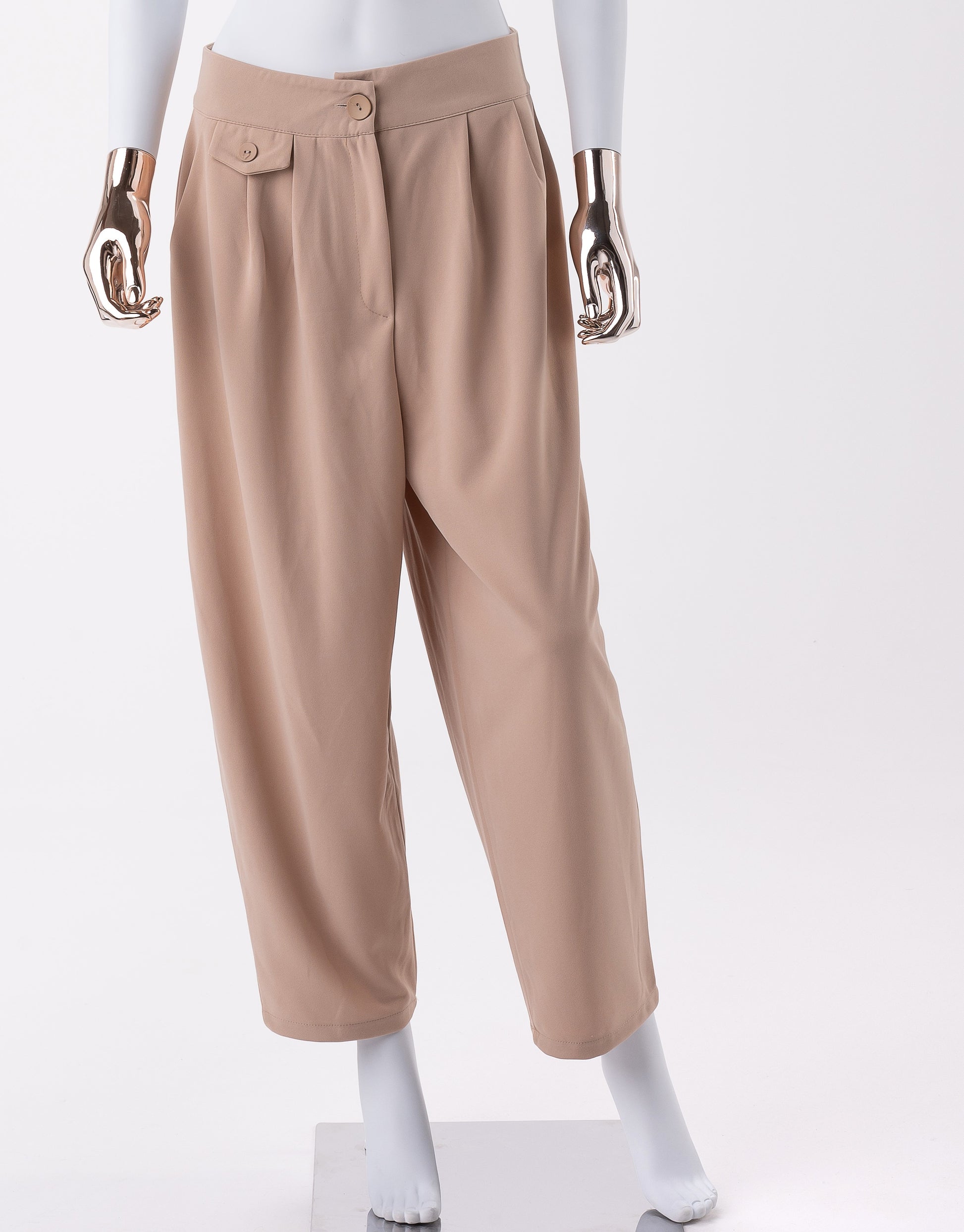 Pantalon taille haute-Beige