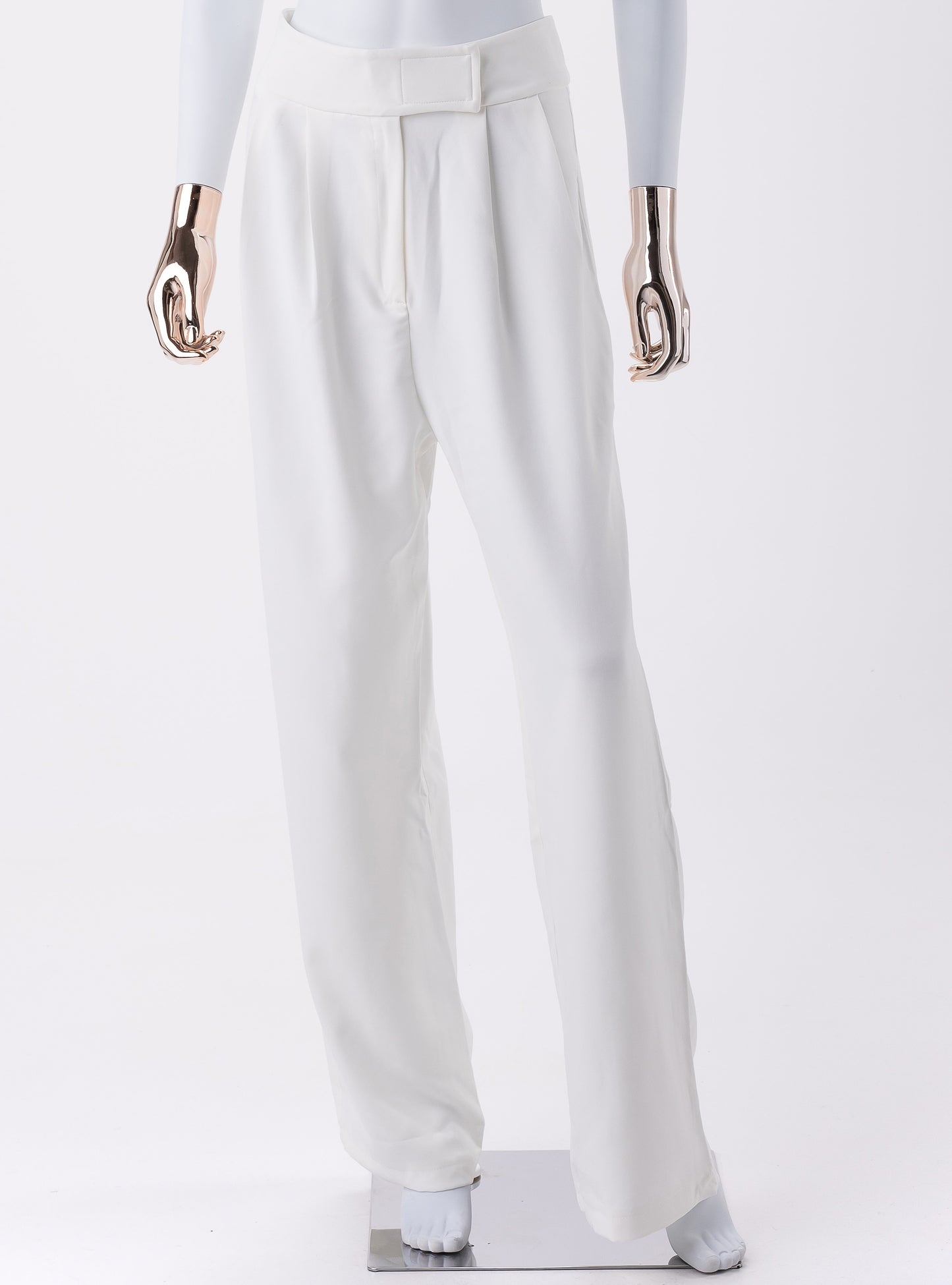 Pantalon taille haute-Blanc