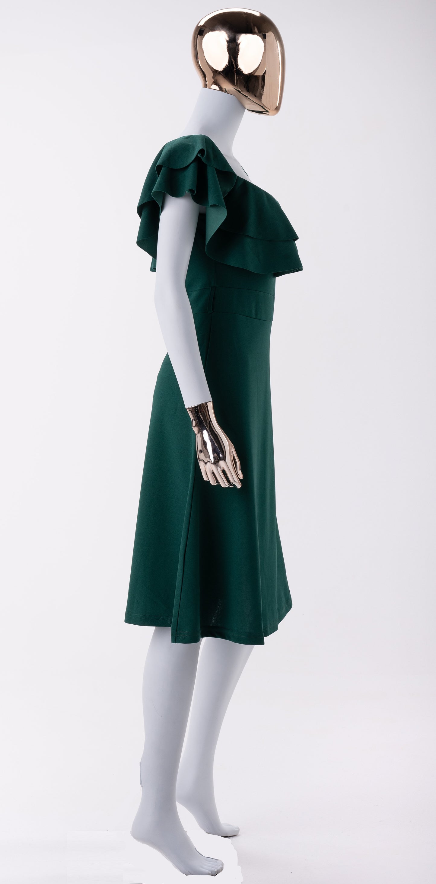 Robe de jour-épaules dénudées-Vert