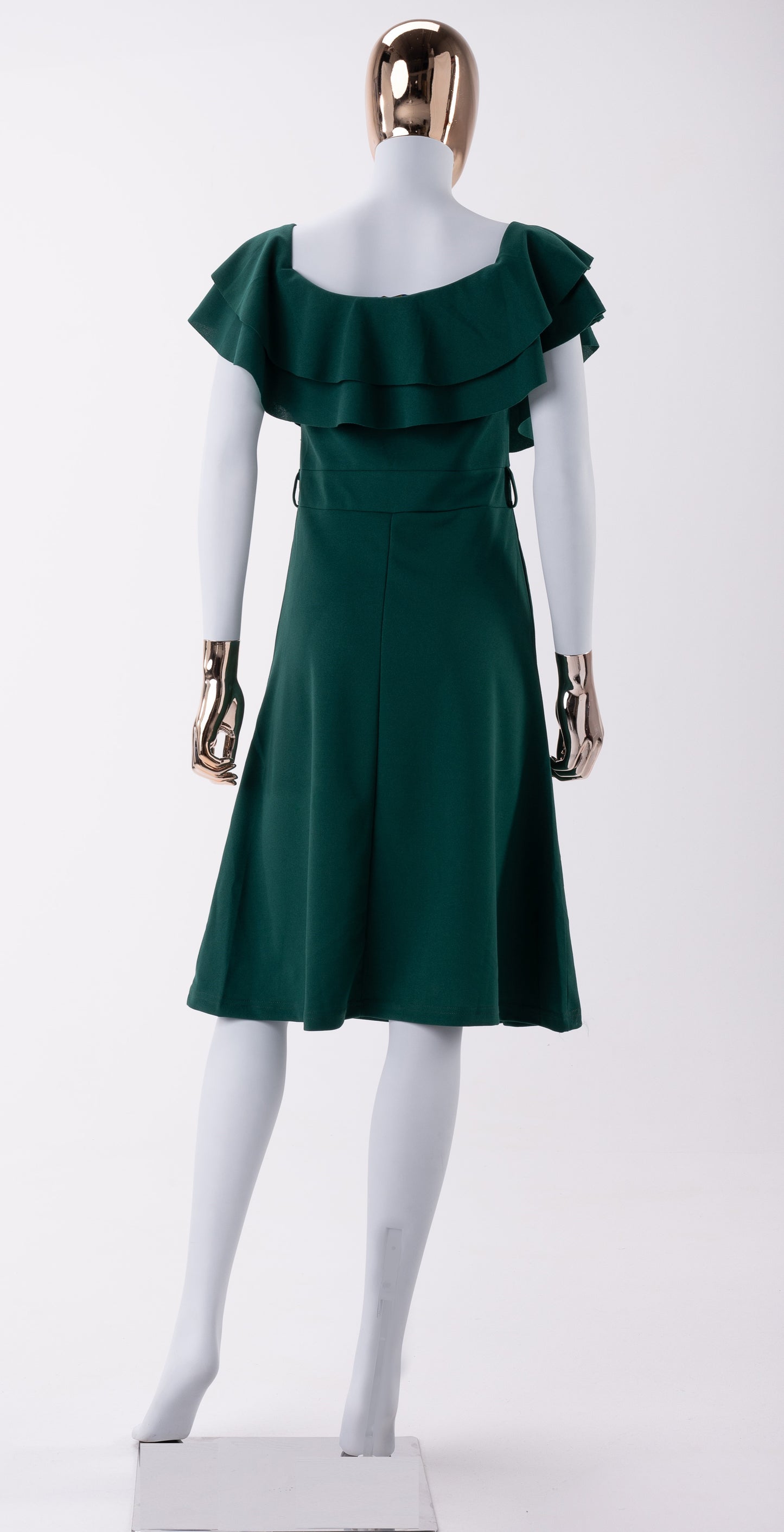 Robe de jour-épaules dénudées-Vert