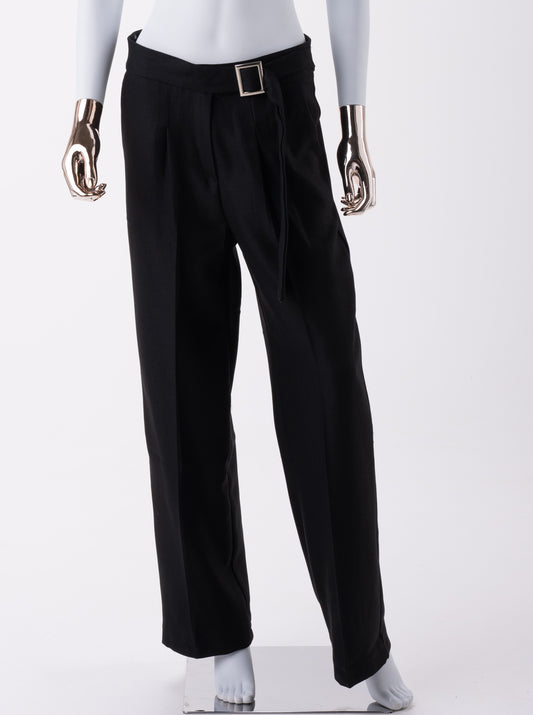 Pantalon avec ceinture-Noir