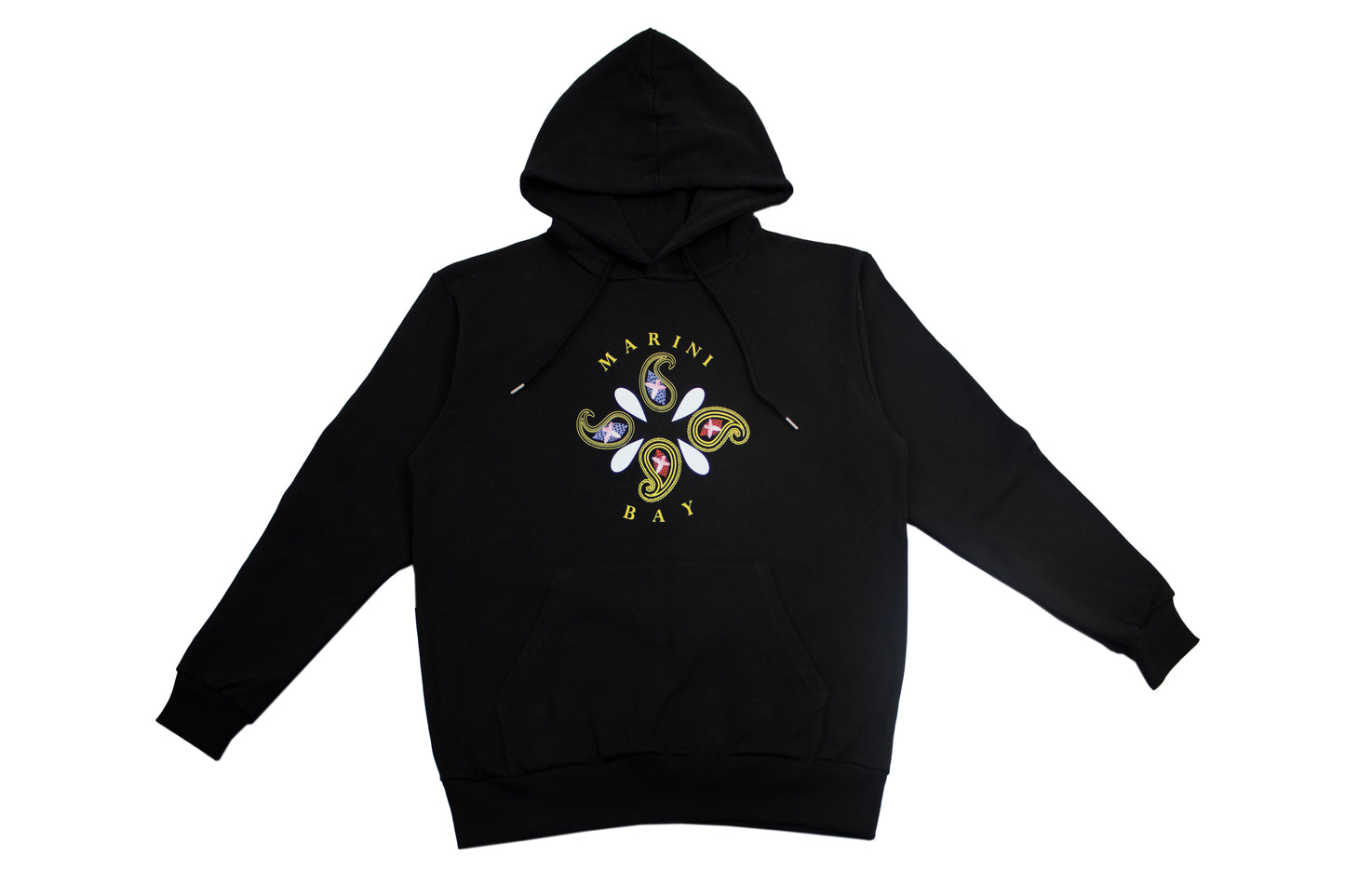 Sweat à capuche noir-Logo floral