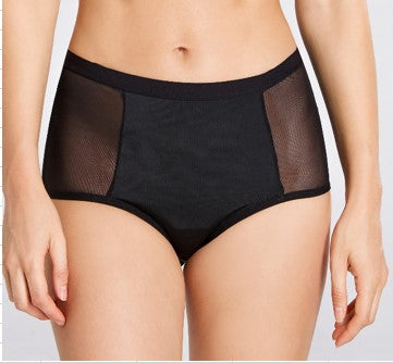 Culotte menstruelle avec Dentelle-Taille haute-Noir