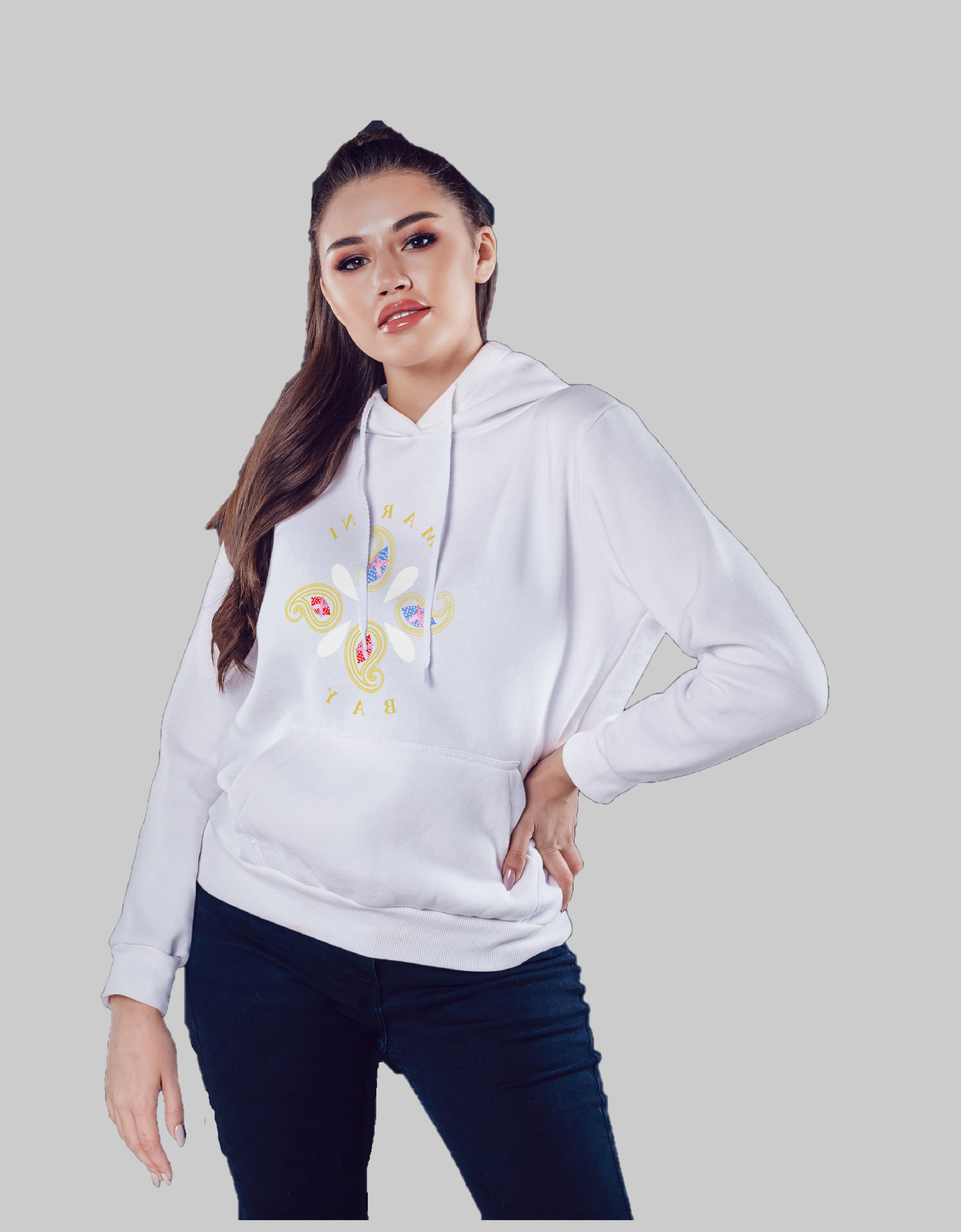 Sweat à capuche Blanc-Logo floral