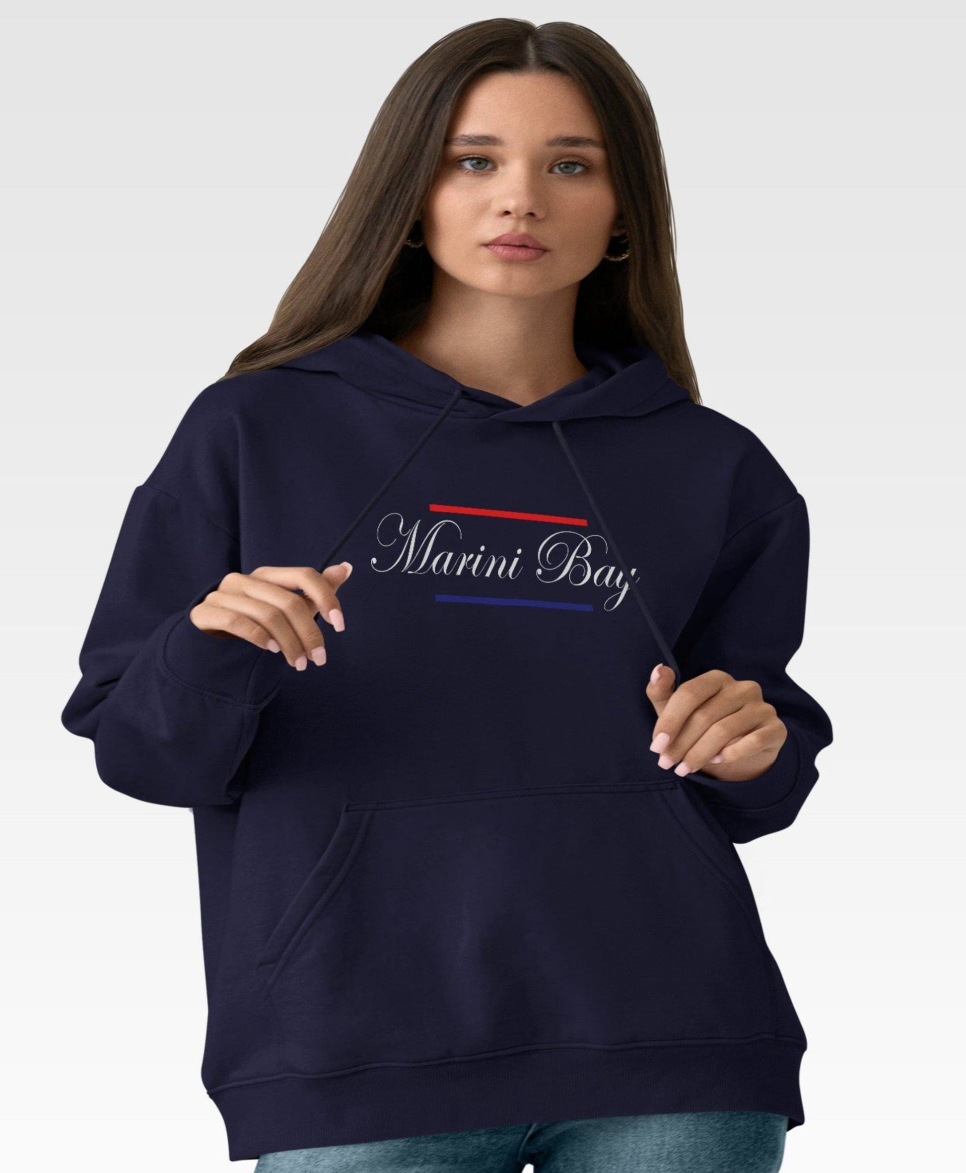 Sweat à capuche Bleu marine-logo blanc