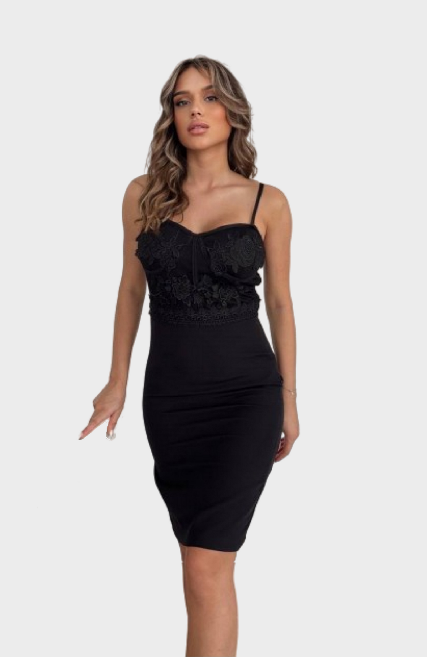 Robe de cocktail Noir-Bretelles fines