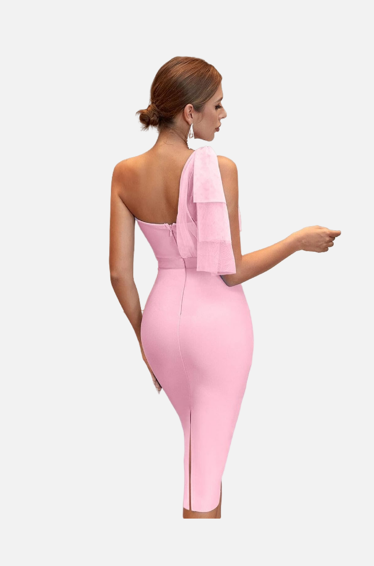 Robe de cocktail-Asymétrique-Rose